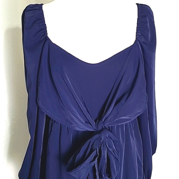 Shein Navy Blue Dress with Tie Front, Longsleeves, Ruffled Hemline, Size Large - Picture 2 of 11